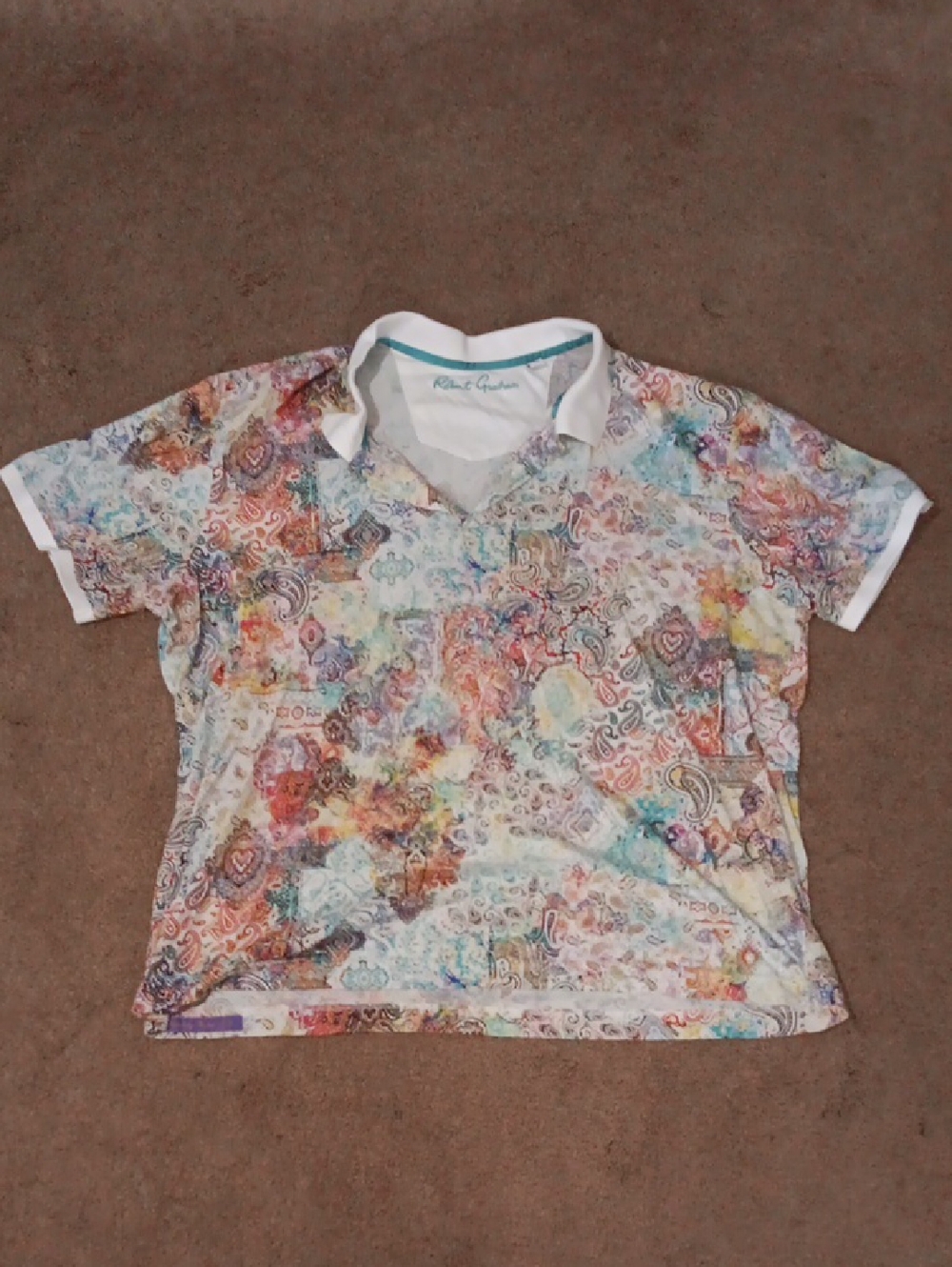 Robert Graham white shirt with teal embroidery